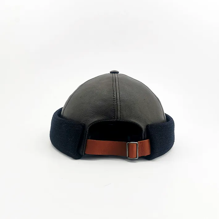 Bonnet cuir marron- ELVA